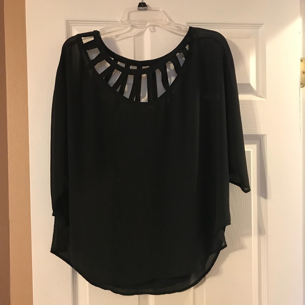 Black Dress Top with Cage Detail